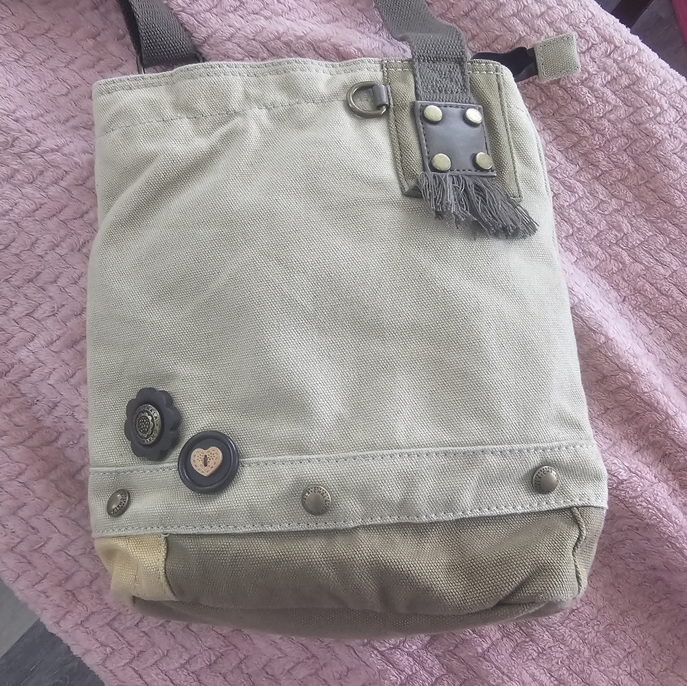 Chala Cream and Brown Canvas Tote